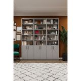 Asra Trend Modern Kapaklı Ayarlanabilir Raf Ev Ofis Kitaplık %100 MDF Dekoratif Kütüphane K52