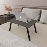 Asra Trend Modern Katlanır Laptop Yemek Çalışma Masası %100 MDF Çok Amaçlı Sehpa Masa - Antrasit - 50 x 22 x 35