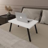Asra Trend Modern Katlanır Laptop Yemek Çalışma Masası %100 MDF Çok Amaçlı Sehpa Masa - Beyaz - 50 x 22 x 35