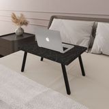 Asra Trend Modern Katlanır Laptop Yemek Çalışma Masası %100 MDF Çok Amaçlı Sehpa Masa - Siyah - 50 x 22 x 35