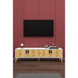 Asra Trend Modern TV Ünitesi %100 MDF 4 Kapaklı Ahşap Ayaklı Televizyon Sehpası T-02