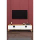 Asra Trend Modern TV Ünitesi %100 MDF 4 Kapaklı Ahşap Ayaklı Televizyon Sehpası T-03
