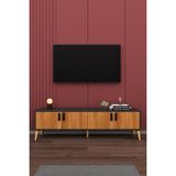 Asra Trend Modern TV Ünitesi %100 MDF 4 Kapaklı Ahşap Ayaklı Televizyon Sehpası T-05 - Antrasit