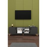 Asra Trend Modern TV Ünitesi %100 MDF Kapaklı Ahşap Ahşap Ayaklı Televizyon Sehpası T-12 - Antrasit