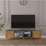 Asra Trend Modern TV Ünitesi %100 MDF Kapaklı Ahşap Ayaklı Televizyon Sehpası T-13 - Antrasit