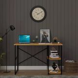 ASRA TREND Petra Desen METALÇM01 Raflı Metal Çalışma Masası 120x60 cm 2 Katlı Yan Raflı Bilgisayar Masası Endüstriyel X Çapraz Destekli Modern Ofis Masası%100 MDFLAM