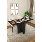 ASRA TREND Royal Mermer Desen KM-32 Ultra İnce Katlanır Masa 133x60 cm 17 cm Kapalı Genişlik 6 Kişilik Yer Tasarruflu Akıllı Mutfak Masası%100 MDFLAM