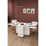 ASRA TREND Saf Beyaz KM-100 Çekmeceli Katlanır Mutfak Masası ve Kiler Dolabı 168x70 cm%100 MDFLAM