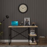 Asra Trend Safir Meşe Desen METALÇM01 Raflı Metal Çalışma Masası 120X60 cm 2 Katlı Yan Rafl� - Genel - Çok Renkli