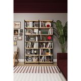 ASRA TREND Safir Meşe Desen METALK02 6 Raflı İkili Metal Kitaplık 110 cm Genişlik Endüstriyel Modern Kütüphane%100 MDFLAM Raf Ünitesi