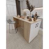 ASRA TREND Sonoma Desen MA-04 Dolaplı Mutfak Adası - 2 Kapaklı Depolama Alanlı, Çok Amaçlı Bar ve Yemek Masası,%100 MDFLAM, Modern Mutfak Hazırlık Tezgahı