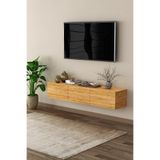 ASRA TREND T-27 Duvara Monte TV Ünitesi - 160 cm Genişlik, 3 Kapaklı Askılı TV Sehpası, Safir Meşe,%100 MDFLAM, Modern Yüzer Tasarım