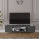 Asra Trend Tv Ünitesi T-12 %100 MDF 180 cm Tv Sehpası Dolaplı Raflı Koyu Gri