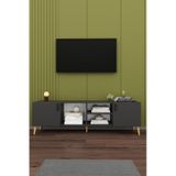 Asra Trend Tv Ünitesi T-12 %100 MDF 180 cm Tv Sehpası Dolaplı Raflı Koyu Gri