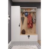 ASRA TREND V-01 Portmanto 150 cm – Modern Vestiyer, Sonoma & Beyaz,%100 MDFLAM, 5’li Askılık ve Çok Raflı Ayakkabılıklı Antre Dolabı