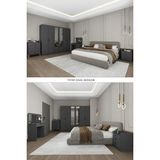 Asra Trend Yatak Odası Takımı 5 Parça %100 Mdf Gardırop Şifonyer Makyaj Masası Komodin YTK01 - Antrasit