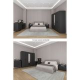 Asra Trend Yatak Odası Takımı 5 Parça %100 Mdf Gardırop Şifonyer Makyaj Masası Komodin YTK02 - Antrasit