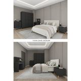 Asra Trend Yatak Odası Takımı 5 Parça %100 Mdf Gardırop Şifonyer Makyaj Masası Komodin YTK03 - Antrasit