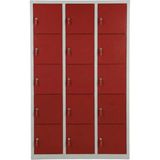 Asram Metal 15 Gözlü Metal Emanet Dolabı Kırmızı 118X40X170