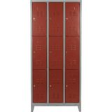 Asram Metal 9 Gözlü Ekonomik Soyunma Dolabı Kırmızı 97X37X198