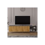 Asratrend Asra Trend MDF Koyu Gri/Petra TV Ünitesi - 200 cm, Şık ve Modern Tasarım TV Sehpası, T-22 Koyu Gri - Petra