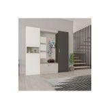 asratrend Lüks Aynalı Portmanto Askılı Vestiyer %100 MDF Çok Raflı Ayakkabılık V05