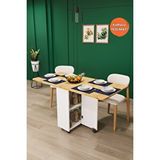 Asratrend Lüks Katlanır Mutfak Yemek Masası %100 MDF Pratik Çalışma Masası KM13 Meşe