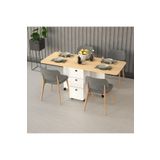 asratrend Lüks Katlanır Mutfak Yemek Masası %100 MDF Pratik Çekmeceli Çalışma Masası KM09
