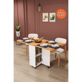 asratrend Lüks Katlanır Mutfak Yemek Masası %100 MDF Pratik Raflı Çalışma Masası KM11