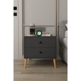 asratrend Modern 2 Çekmeceli Komodin Şifonyer %100 MDF Çok Amaçlı Organizer KMD03