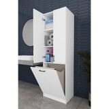 asratrend Modern Çamaşır Sepetli Çok Amaçlı Banyo Dolabı %100 MDF Banyo Düzenleyici Dolap BD06