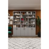asratrend Modern Kapaklı Ayarlanabilir Raf Ev Ofis Kitaplık %100 MDF Dekoratif Kütüphane K52