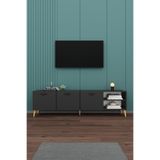 asratrend Modern TV Ünitesi %100 MDF Kapaklı Ahşap Ayaklı Televizyon Sehpası T-21