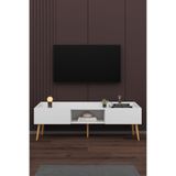 asratrend Modern TV Ünitesi %100 MDF Kapaklı Ahşap Ayaklı Televizyon Sehpası T28