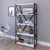 Asrın Metal Kitaplık 5 Raflı Ofis Ev Rafı 150x60x30 cm Modern Tasarım Çelik ve Yonga Levha