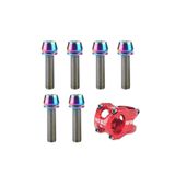 Asroya 6 Adet Bisiklet Gidon Boğazı Vidası Rainbow Oilslick Rengarenk Vida 4mm Alyan