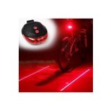 Asroya Bisiklet Arka Stop Lambası Lazer Şeritli Led Işık Pilli 7 Fonksiyon 5 LED