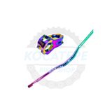 Asroya Wake Rainbow 780mm Alüminyum 31.8 Bisiklet Gidonu + Boğaz Seti Gidon Wake Boğaz Rainbow