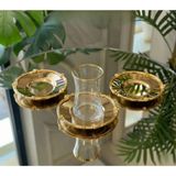 Assa Bazaar 12 Parça 6 Kişilik Gold Metal Çerçeveli Çay Seti – Bardak & Metal Tabak Takımı