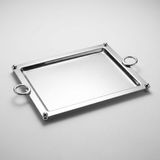 ASSA BAZAAR 18/10 Paslanmaz Çelik Lüks Dikdörtgen Servis Tepsisi 35X55 cm Büyük Boy - Gümüş - Altın