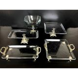 Assa Bazaar 5 Parça Gümüş Döküm Ayaklı Sunumluk Set | Pasta – Kurabiye – Tatlı – Servis Tabağı
