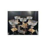 ASSA BAZAAR 6 Adet Gold Ayaklı Cam Magnolia Kase | Dondurmalık – Şekerlik – Tatlı Sunumluk Altın