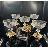 ASSA BAZAAR 6 Adet Metal Ayaklı Gold Detaylı Magnolia-kase-dondurmalık-şekerlik-sunumluk