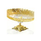 ASSA BAZAAR Aurora Oval Gold Ayaklı Cam Servis & Sunumluk Tabak 25x35 Altın 25 x 37