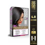 asse Adventure Set Saç Boyası, Kalıcı ve Canlı Renkler, 1+1 ikili Kullanım Seti (NO:4.0 KESTANE)
