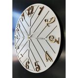 Asse Endless Line Yuvarlak Dekoratif Duvar Saati 50 x 50cm Beyaz Gold MDF Malzeme Sessiz Mekanizma - Beyaz - Gold