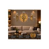 aSSe Tasarım 3lü Set Duvar Saati Hareketli Çarklı ve Ledli Premium Rotating Gears Mirror Wall Clock ANTRASİT GOLD