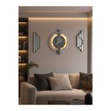 aSSe Tasarım 3lü Set Duvar Saati Hareketli Çarklı ve Ledli Premium Rotating Gears Mirror Wall Clock ANTRASİT GÜMÜŞ