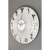 Asse Tasarım Arapça Rakam Striped Pattern Beyaz & Sarı 50X50cm Duvar Saati Sessiz Mekanizma