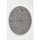 aSSe Tasarım Çizgili Dekoratif Duvar Saati Antrasit & Gümüş 50x50cm Sessiz Mekanizma